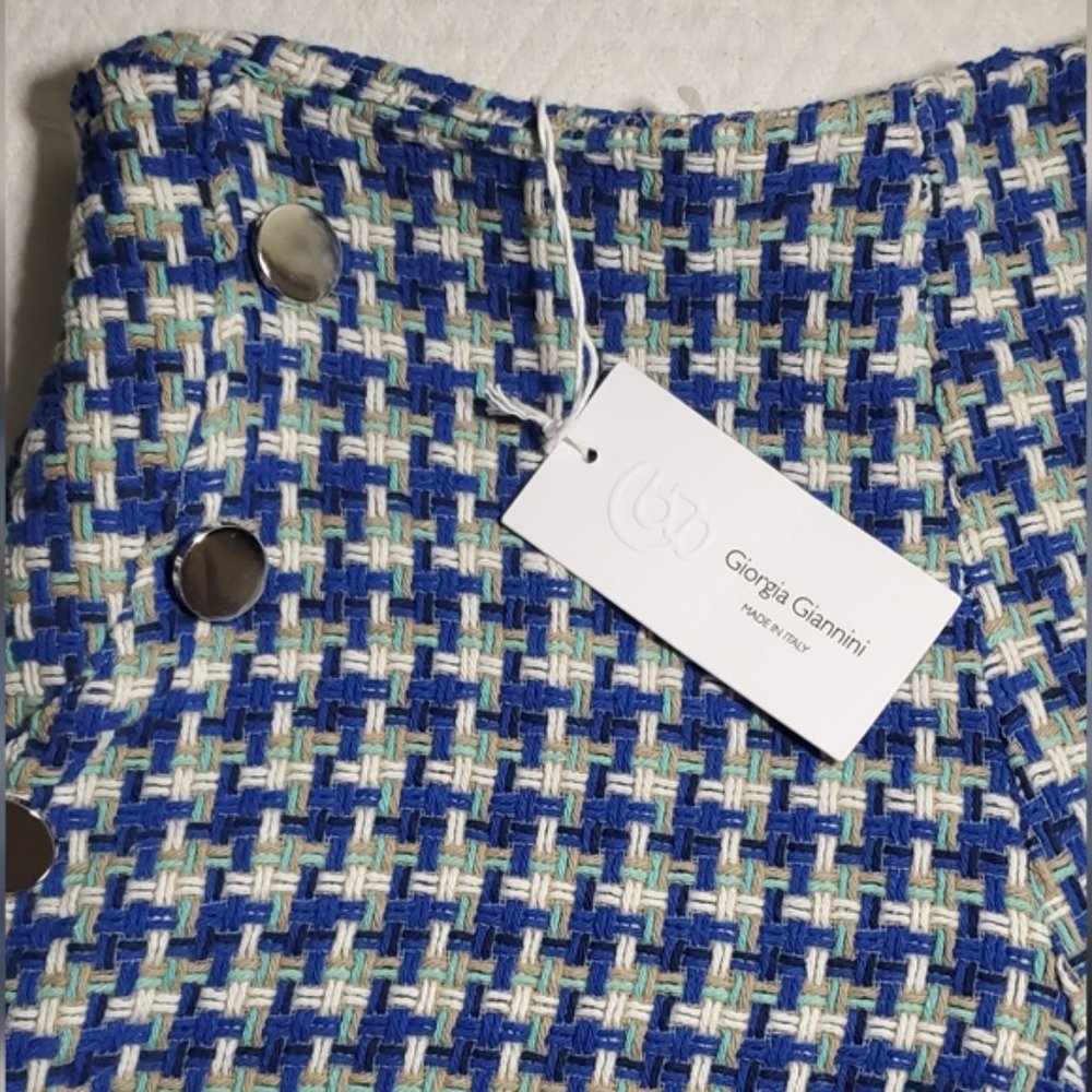 Designer- Giorgia Giannini Italian Made Tweed Plaid High Waisted Shorts- Rare - Picture 6 of 13